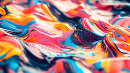 Obraz premium Vibrant and Fluid Close-Up of Colorful Silk Fabric with Swirls and Curves, Dreamy and Dynamic Composition.