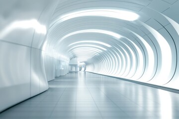 Abstract defocused background of modern business space with cool tones