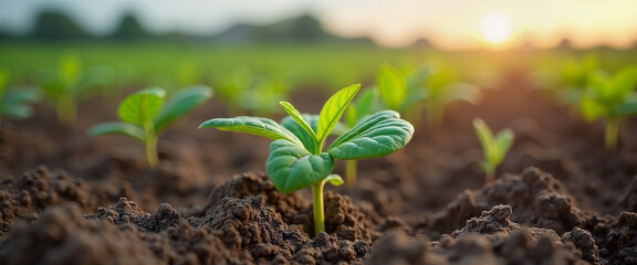 Soil healing through sustainable practices in urban agriculture at sunset