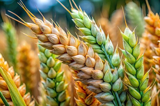 Fusarium Head Blight: Cereal Disease, Infected Wheat Heads, Microscopic Fungi Spores, Agricultural Damage, Plant Pathology