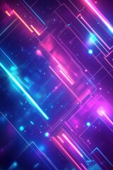 Ultra-futuristic tech abstract background with neon lines and geometric patterns