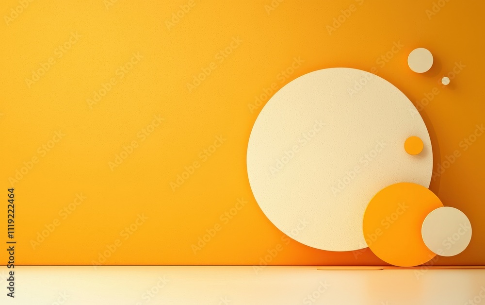 Poster a vibrant orange background featuring abstract circles, creating a modern and artistic visual appeal