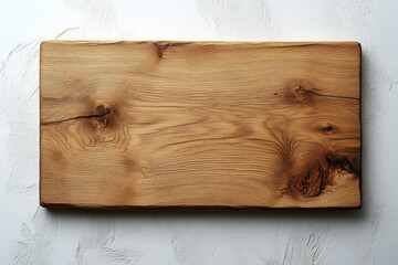 Empty wooden cutting board on white background.