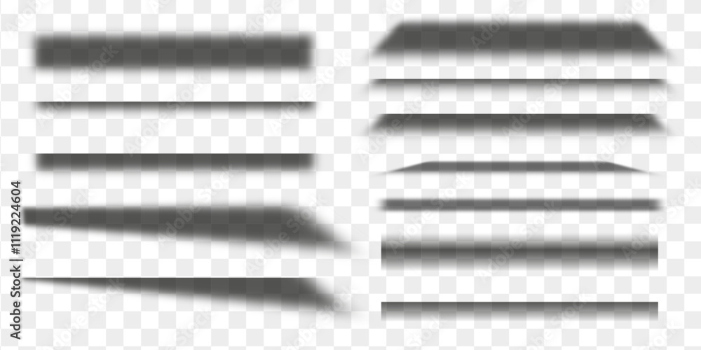 Poster shadow stripes set. overlay drop shadows effect collection. realistic lines and borders shades isola