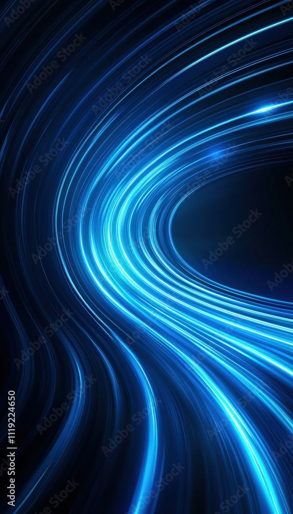 Poster abstract image of glowing blue lines creating a sense of motion, perfect for tech-related themes or 