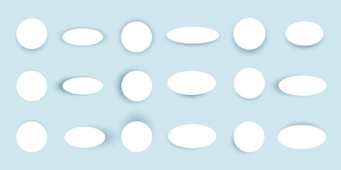 Button shadows collection. Simple shapes with shadow overlay effect. Set of realistic vector icons