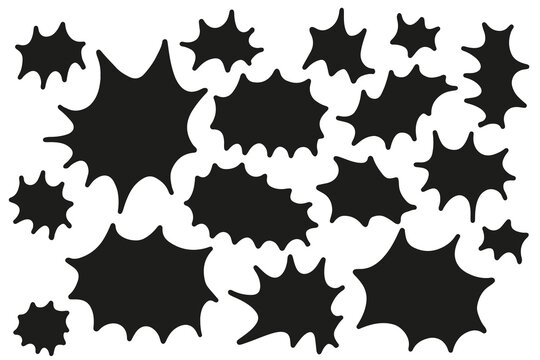 Doodle vector badges collection. Black jagged stickers set. Funky abstract naive frames