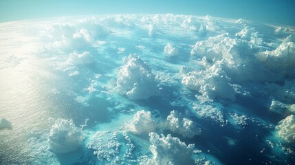 Obraz premium Aerial View Ocean Cloudscape Serenity Blue Water High Resolution Image