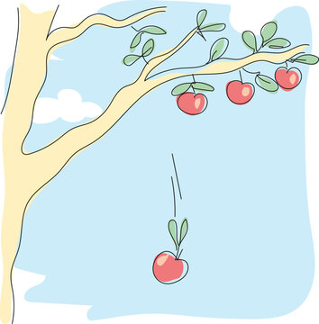 Gravity. Apple falling from the tree.