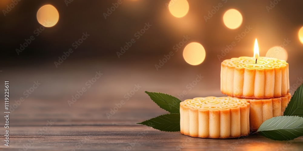 Aufkleber beautifully arranged candles with soft bokeh lights in the background, creating a warm and inviting 