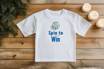 Festive Hanukkah T-Shirt Mockup with Dreidel Design for Holiday Celebrations