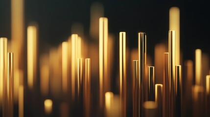 A mesmerizing abstract image featuring vertical golden bars against a dark background, evoking a sense of depth and modernity.