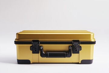 Gold Color Toolbox with Black Accents on White Background