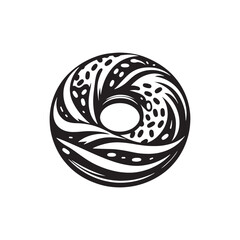Bagel Vector - Minimalist Bagel Silhouette - Illustration of Bagel - Doughnut Shape.