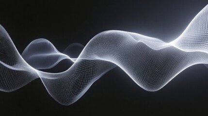 Abstract White Wave on Black Background