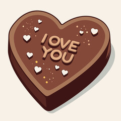 Sticker design of I LOVE U chocolate illustration