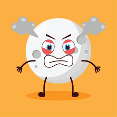 cute furious expression of moon cartoon character