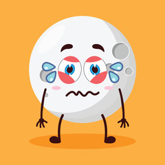 cute upset expression of moon cartoon character