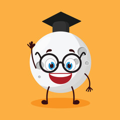 cute graduation college student expression of moon cartoon character