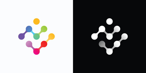 Letter V and N point connection logo design