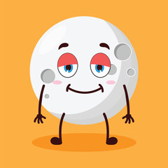 cute lazy expression of moon cartoon character
