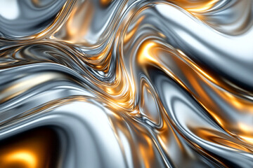 Modern metallic texture with smooth steel and polished gold, reflecting light in dynamic ways