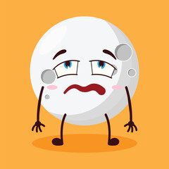cute bored expression of moon cartoon character