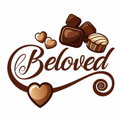 sticker design of beloved in Chocolate background