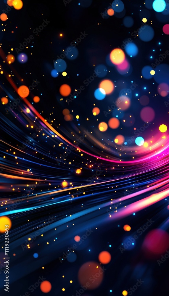 Poster vibrant abstract background featuring colorful lights and flowing lines, perfect for design projects