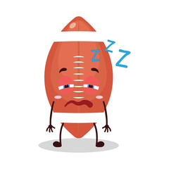 cute sleepy expression of rugby ball cartoon character