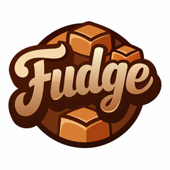 sticker design of fudge in Chocolate background
