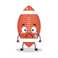 cute nervous expression of rugby ball cartoon character