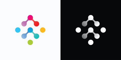 Letter A and N point connection logo design