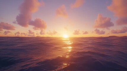 Fototapeta premium A serene sunset over the ocean, reflecting vibrant colors on calm waters.