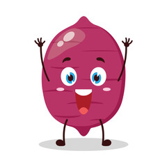 cute rise hand happy expression of sweet potato cartoon character