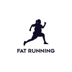 fat running vector logo design