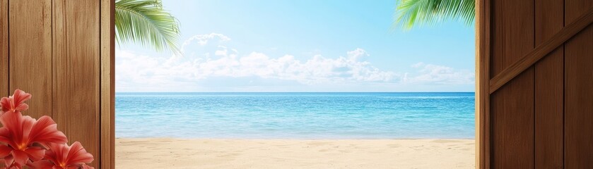 Obraz premium Tropical getaway hideaway: serene wooden hut with panoramic ocean views, perfect for relaxation and escape.