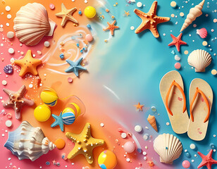 Playful Summer Beach Theme with Colorful Items