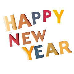 Colorful Happy New Year Text - Festive Holiday Greeting Card Design