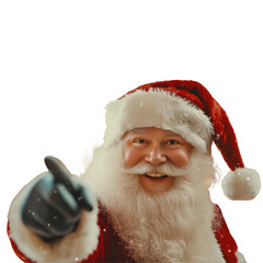 Santa Claus Pointing Forward Wearing Red Hat and White Beard