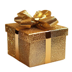 Golden Gift Box with Glitter and Ribbon - Perfect for Celebrations, Holidays, and Special Occasions