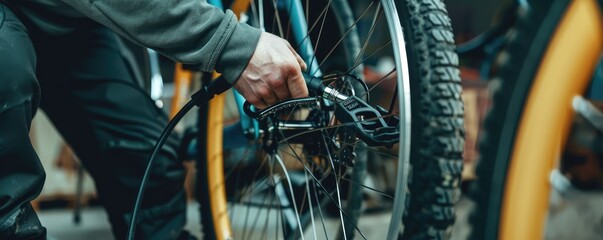 Bicycle repair in progress with detailed close-up view.