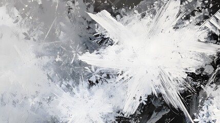 An abstract design featuring white and gray brushstrokes with a wet, fluid texture. The combination of soft and bold strokes creates a dynamic and artistic composition, perfect for modern art projects