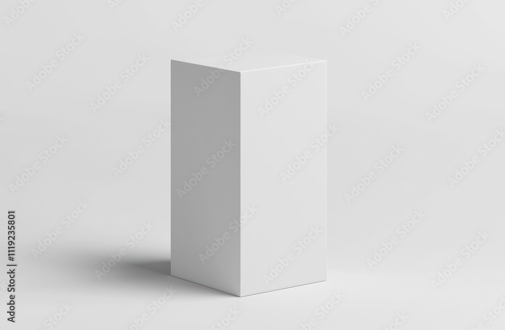 Poster white vertical rectangular box mockup on a clean background for branding designs.