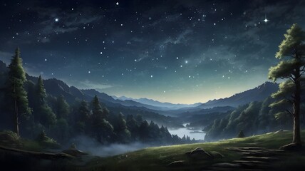 /imagine: A dreamy night sky filled with stars above a sprawling forest clearing bathed in moonlight --ar 3:2 --v 4
