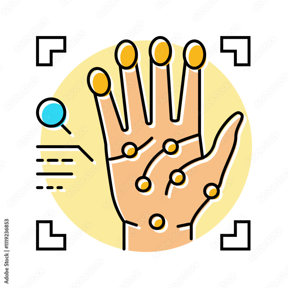 Poster handprint recognition color icon vector. handprint recognition sign. isolated symbol illustration