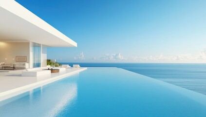 Fototapeta premium Modern Villa with Infinity Pool Overlooking the Ocean