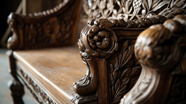 A wooden chair with a floral design on it