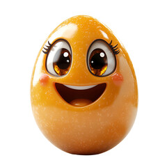 Front view full shot 3D illustration of a wax bean with a face completely with eyes, nose, and lips isolated on a white transparent background