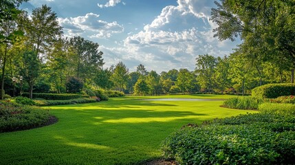 Naklejka premium Landscape featuring hopeful elements like bright skies, lush greenery, or a serene view